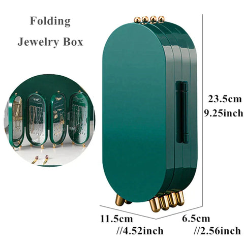 Foldable Jewellery Organizer with Mirror Ear Rings & Necklace_Hanging Holder